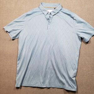 Modern Ambition Polo Shirt Mens XL Blue Diamond Textured Short Sleeve ITM